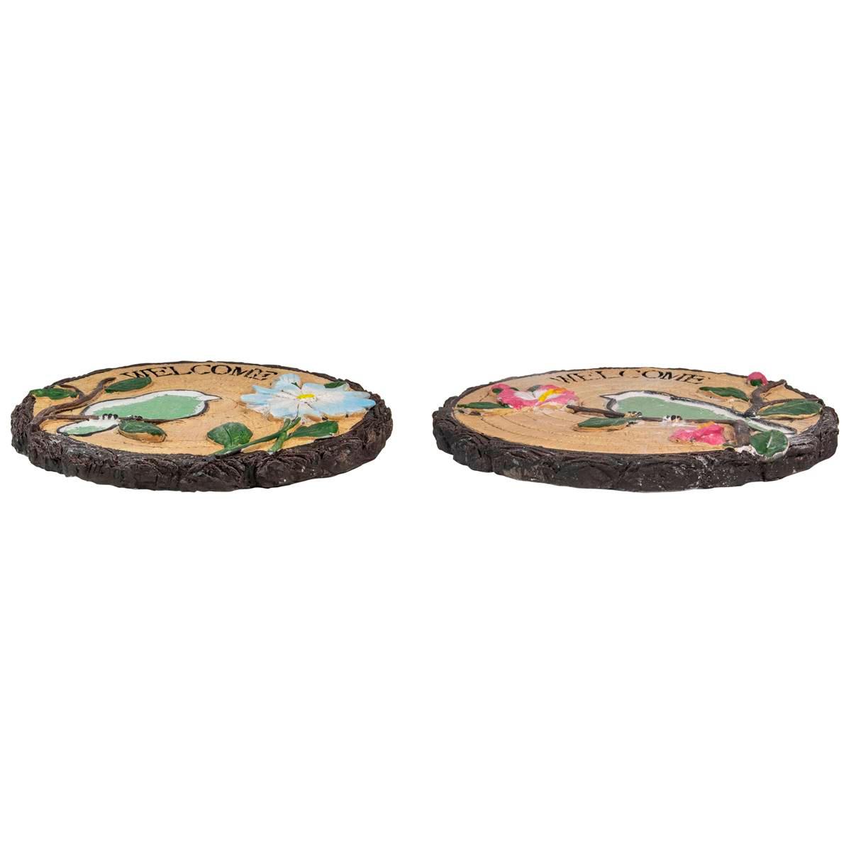 Northlight Seasonal Welcome Birds Floral Garden Stones - Set of 2