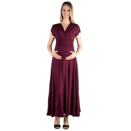 Womens 24/7 Comfort Apparel Cap Sleeve Maternity Maxi Dress