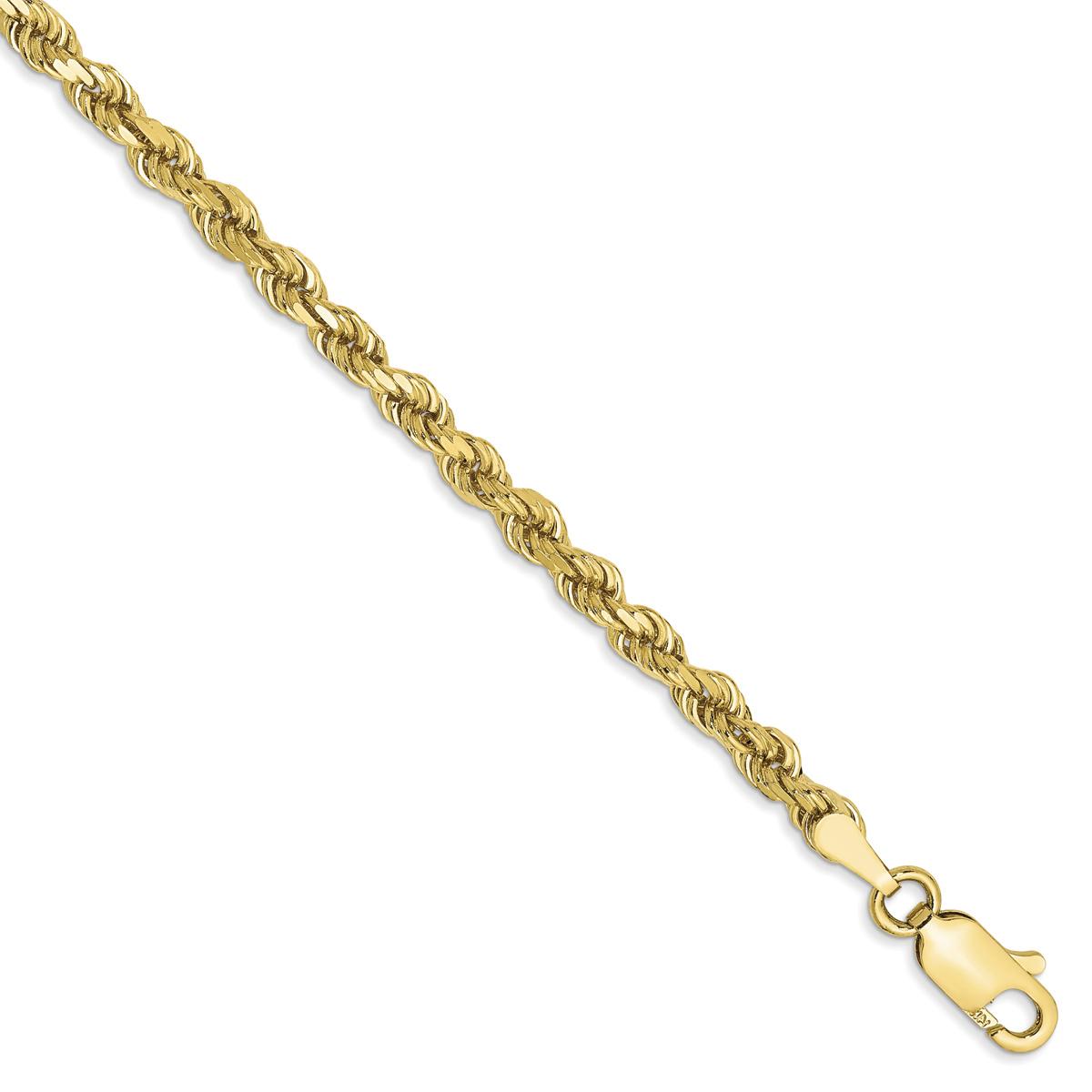 Mens Gold Classics(tm) 10kt. 3mm 8in. Rope Chain Bracelet