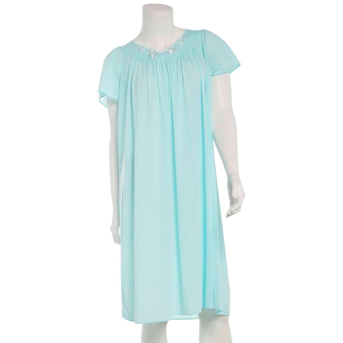 Plus Size Miss Elaine Short Sleeve Tricot Solid Short Nightgown