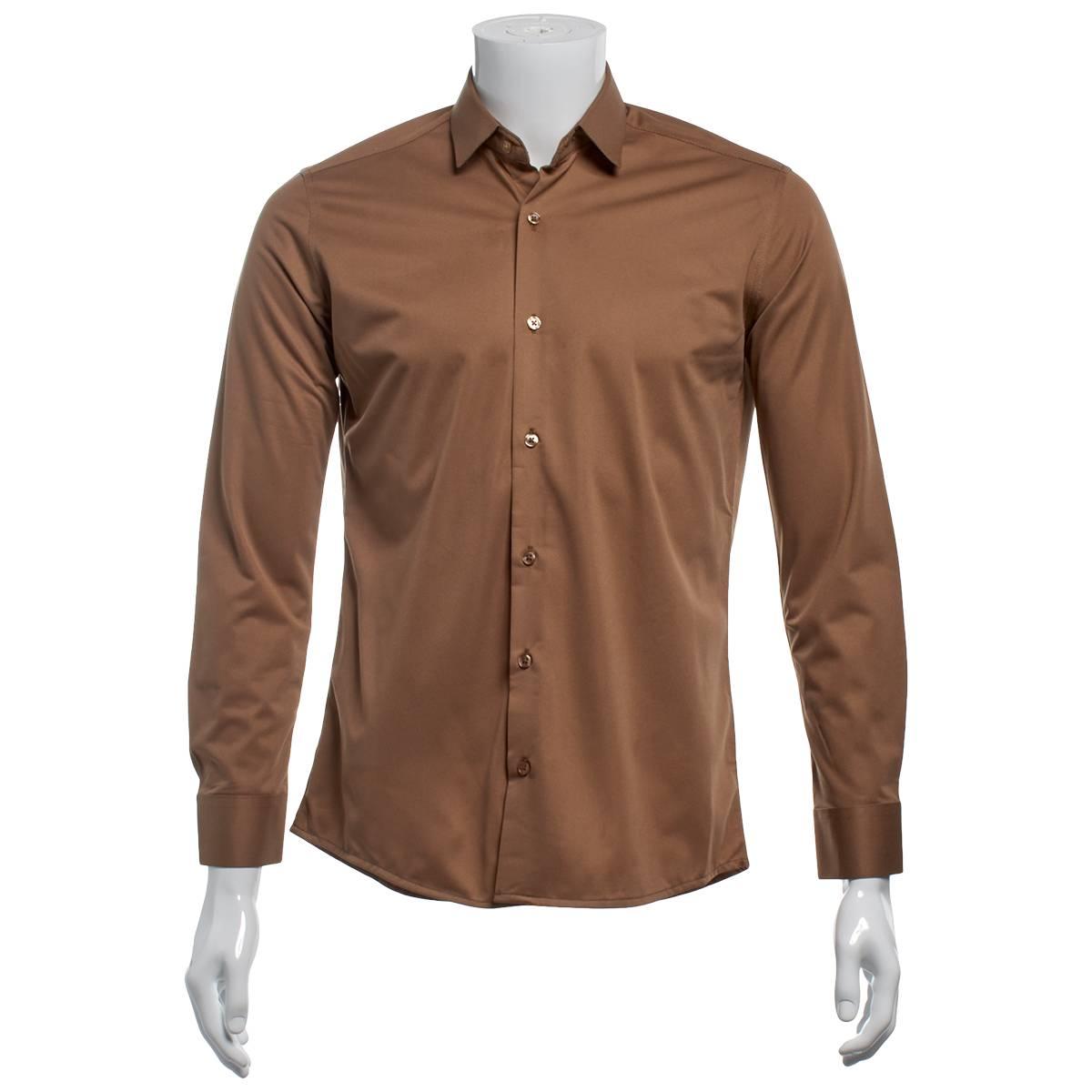 Mens Tom Baine Slim-Fit Dress Shirt - Caramel