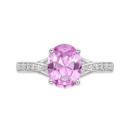 Sterling Silver Ring w/ Pink Sapphire & White Topaz Gemstones