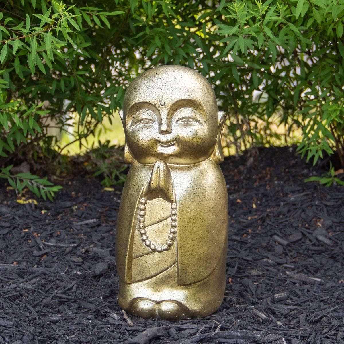 Northlight Seasonal 11.5in. Golden Buddhist Monk Garden Statue