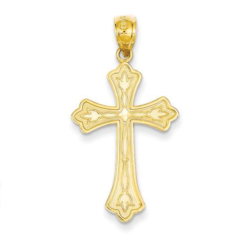 Unisex Gold Classics™ 14kt. Yellow Gold Diamond Cut Cross Pendant