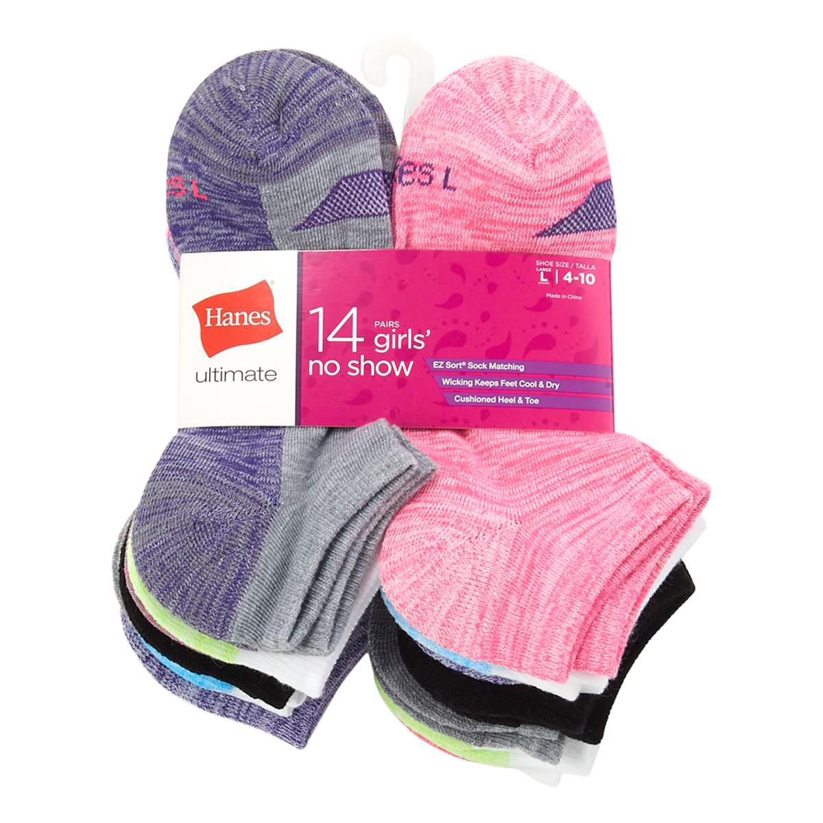 Girls Hanes(R) Ultimate(R) 14pk. No Show Cool Comfort Socks