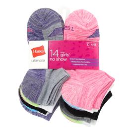 Girls Hanes(R) Ultimate(R) 14pk. No Show Cool Comfort Socks