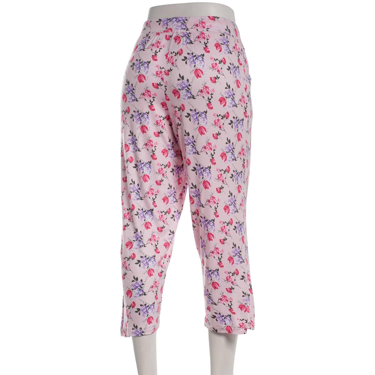 Womens René Rofé® Floral Capri Pajama Pants - Pink