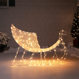 Northlight 48in. White Crystal 3D Sleigh Christmas Outdoor Decor