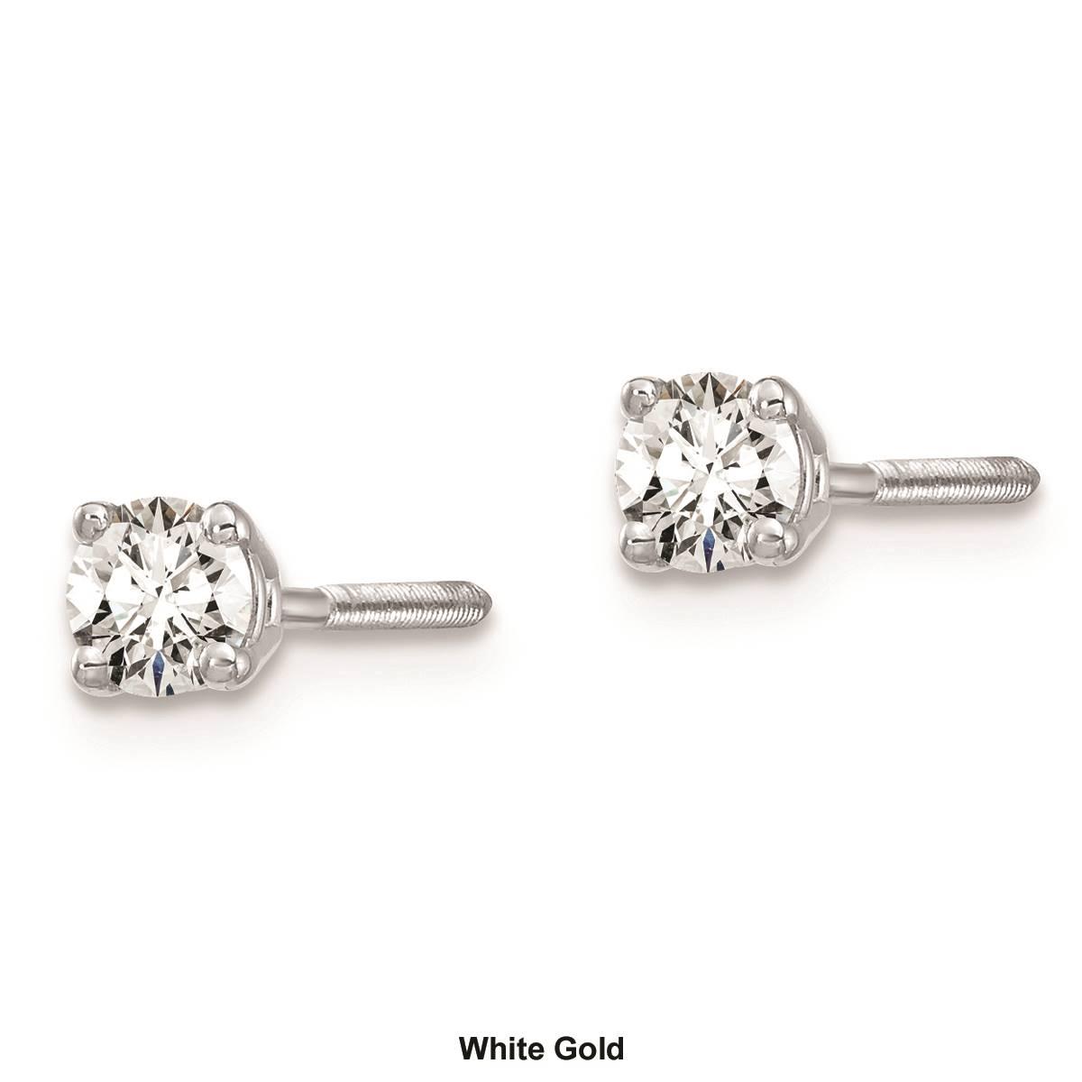 Pure Fire 14kt. Gold 1/5ctw. Diamond 4-Prong Screw Earrings