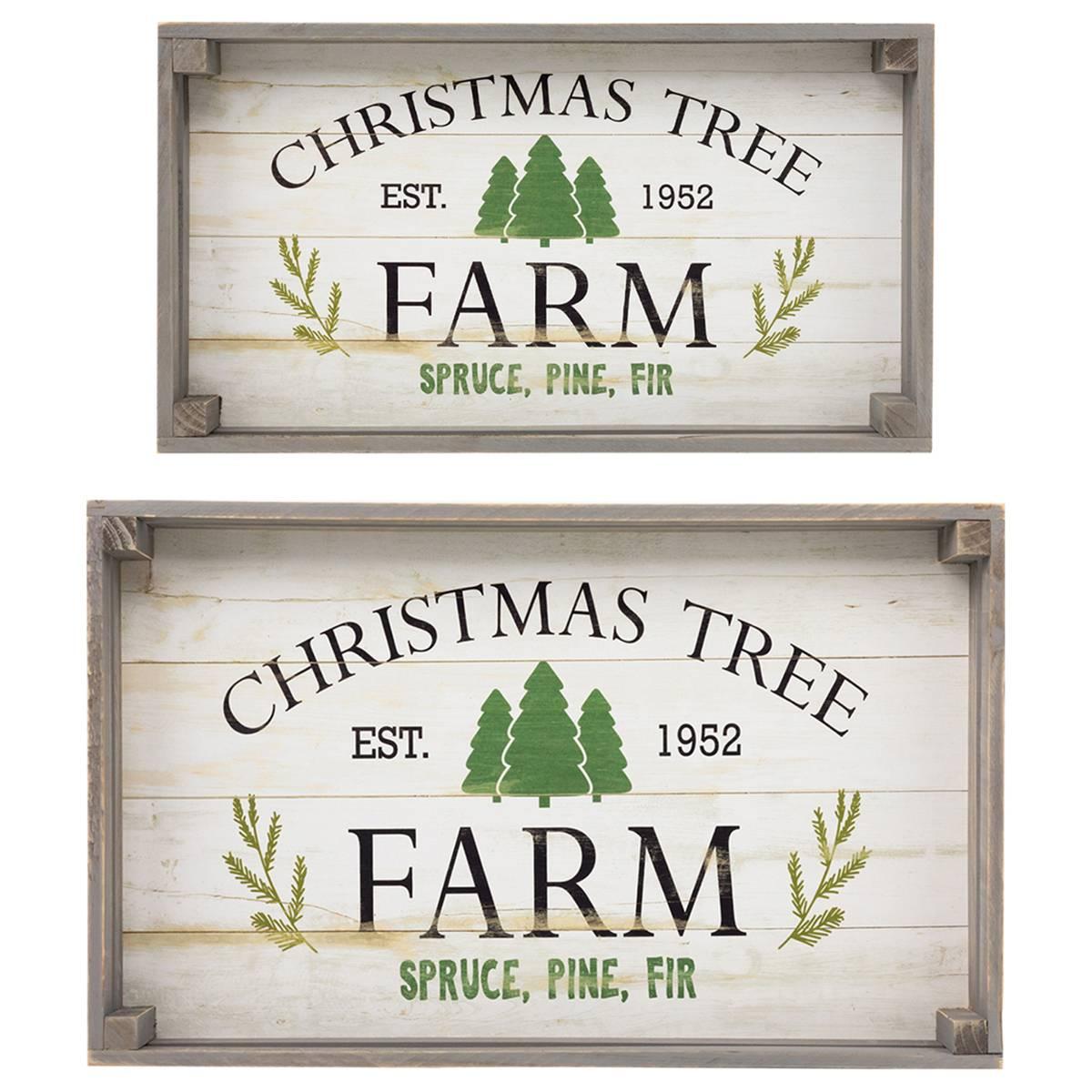 Northlight Farm Fresh Christmas Trees Wooden Tray Set of 2