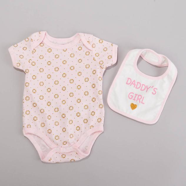 Baby Girl (NB-9M) Mini Hop Daddy's Girl Bodysuit & Bib