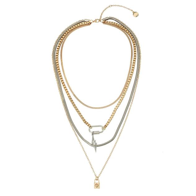 Steve Madden Padlock Layered Necklace