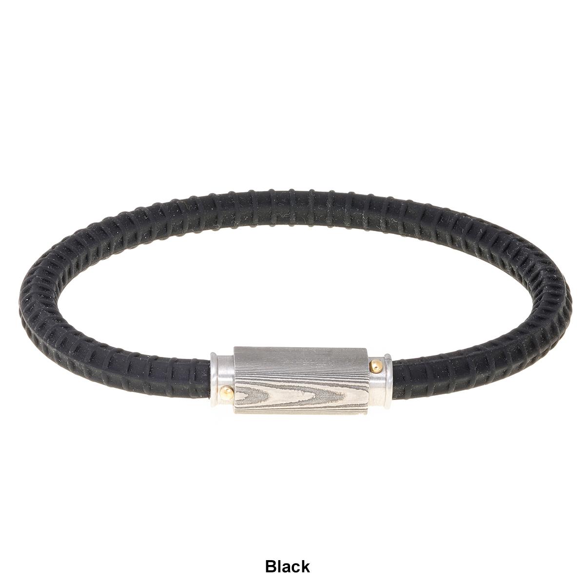 Mens Lynx Damascus Steel & Silicone Bracelet