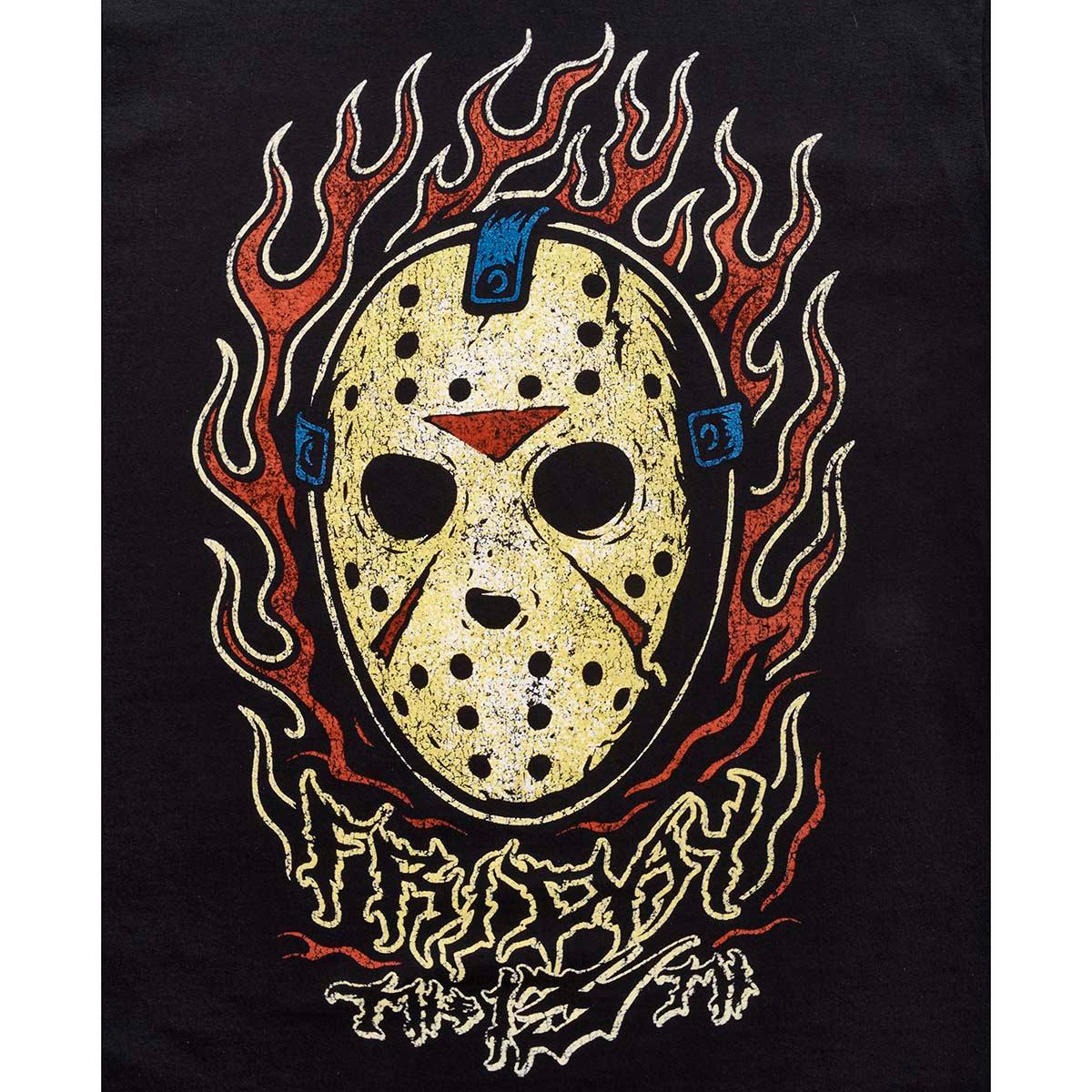 Young Mens Friday the 13th Flames Graphic Tee