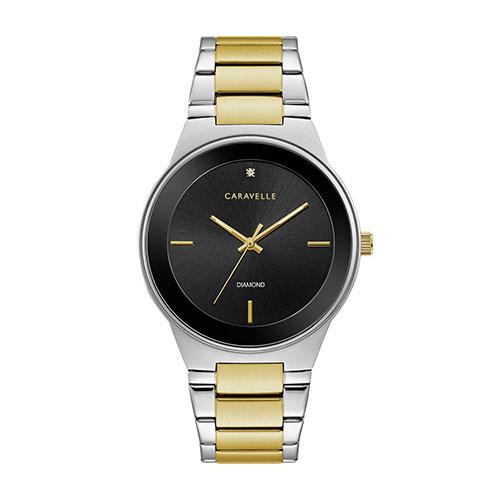 Mens Caravelle Two-Tone Diamond Dial Watch - 45D107