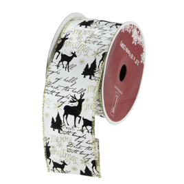 Northlight 12pk. White & Black Playful Reindeer Christmas Ribbons