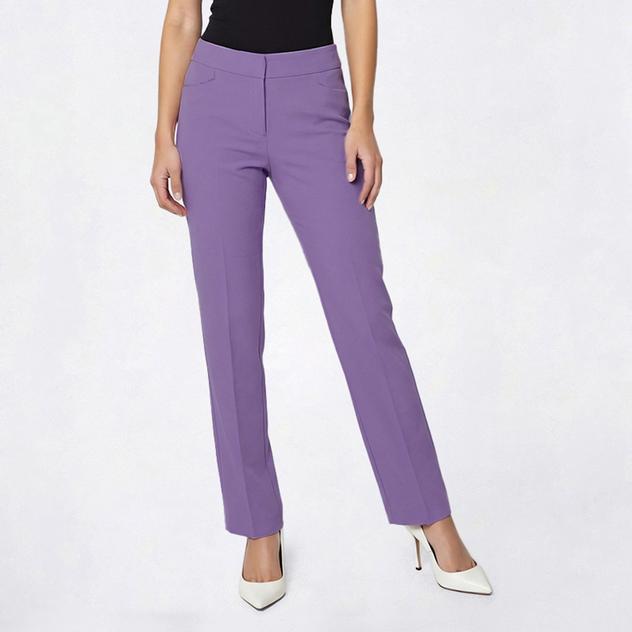 Womens Kasper Fly Front Straight Leg Slim Dress Pants