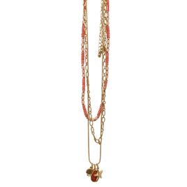 Ashley Cooper(tm) Gold-Tone Berry Bead 3 Row Chain Necklace