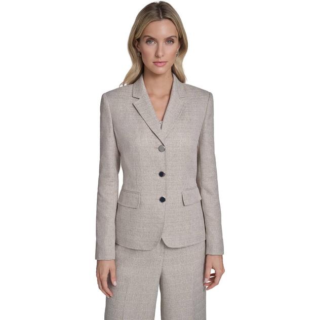 Womens Calvin Klein Long Sleeve Button Textured Blazer