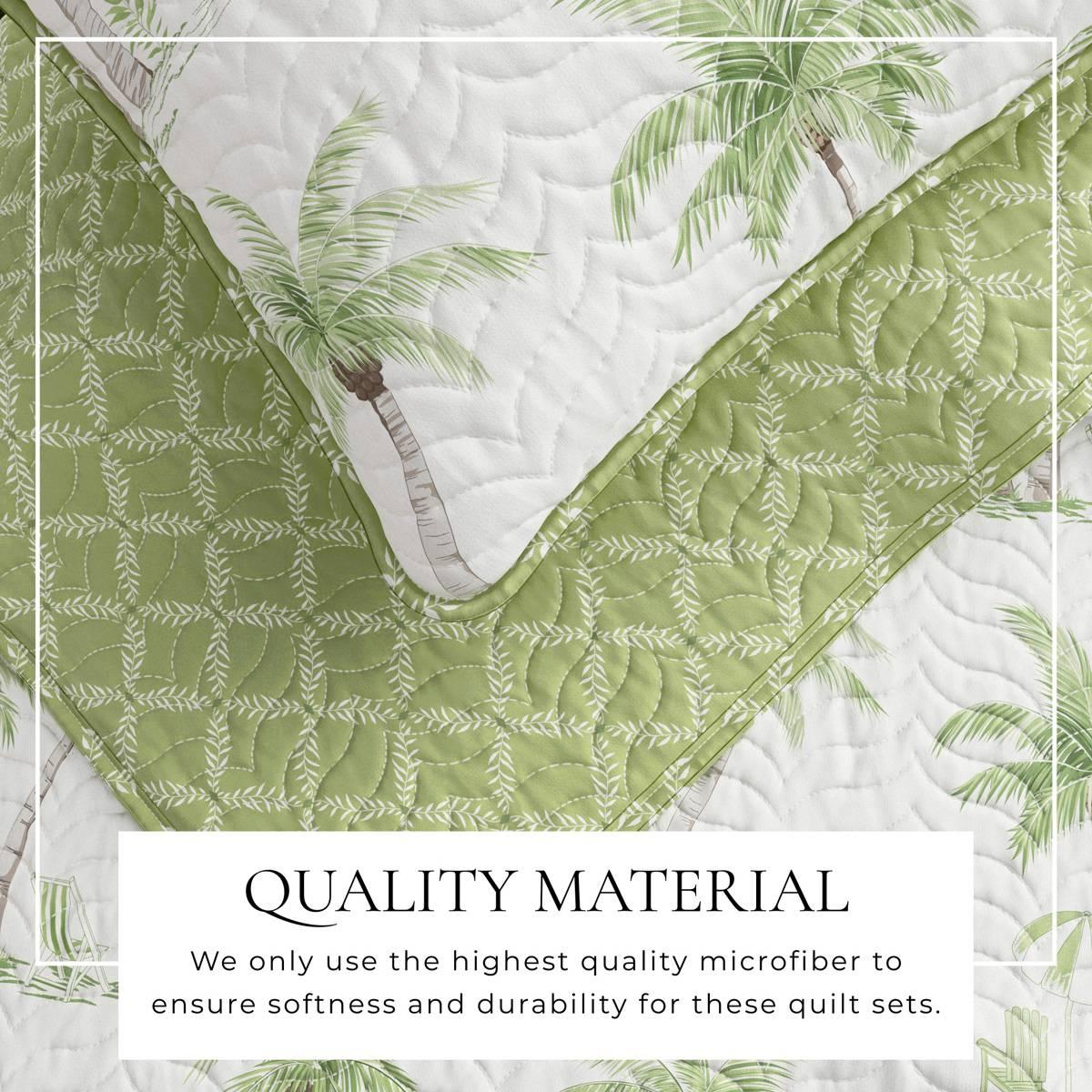 FreshFolds Coronado 3pc. Reversible Coastal Palm Tree Quilt Set