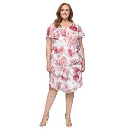 Plus Size SLNY Chiffon Print Tier Dress