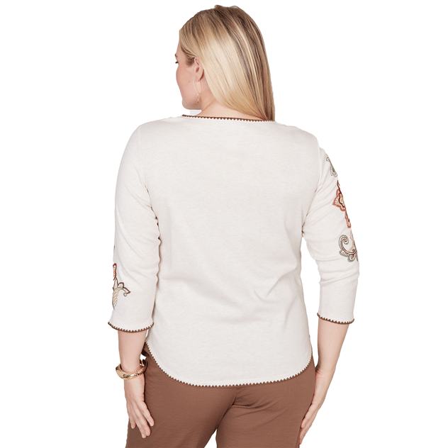 Womens Alfred Dunner Spice Market Floral Embroidery Blouse