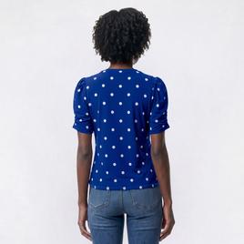 Womens Anne Klein Short Pleated Sleeve Dot Blouse