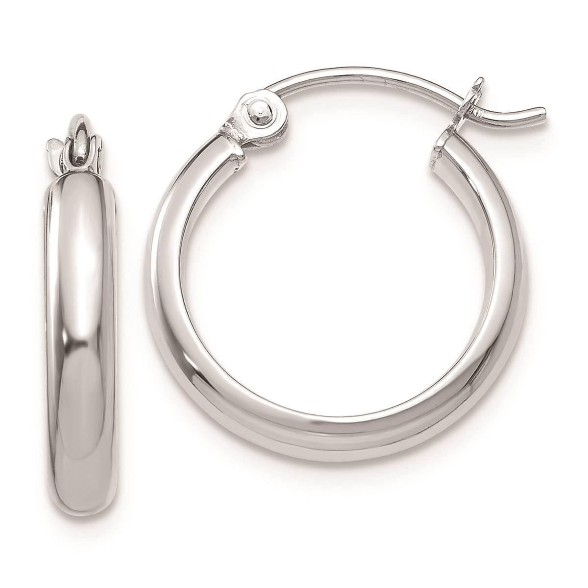 Gold Classics(tm) 14kt. White Gold 12x2.75mm Hoop Earrings