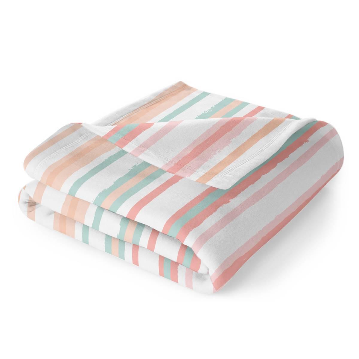 Spirit Linen Home(tm) Velvet Plush Watercolor Stripe Throw Blanket