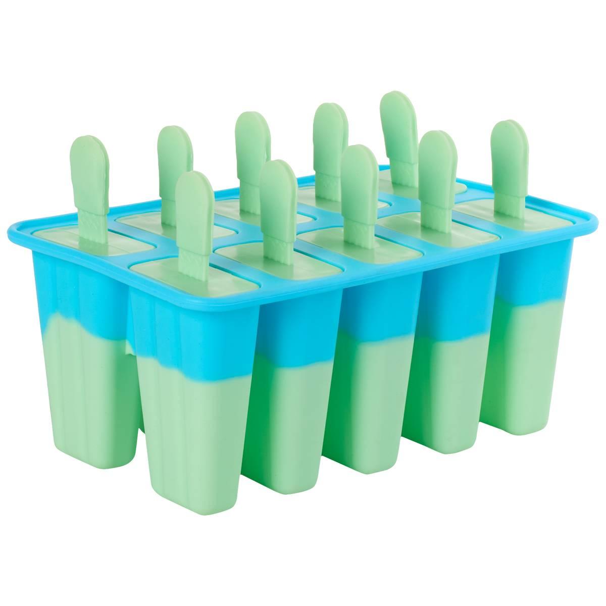 Gourmet Kitchen 10 Blue & Green Silicone Ice Pop Tray