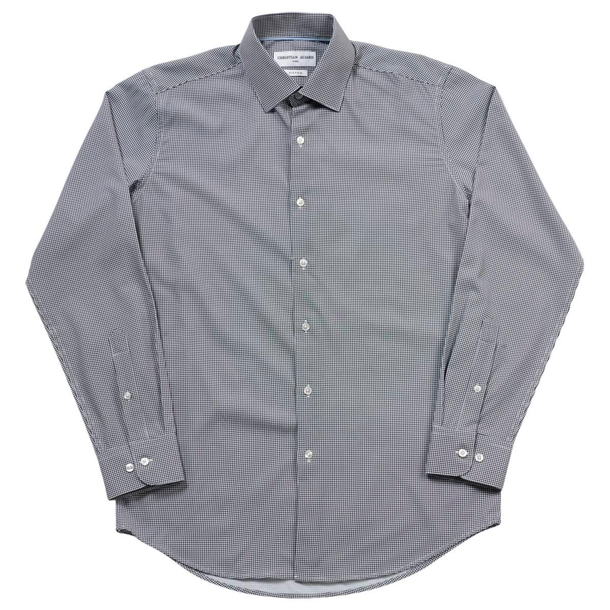 Mens Christian Aujard Fitted Dress Shirt - Black/White Plaid