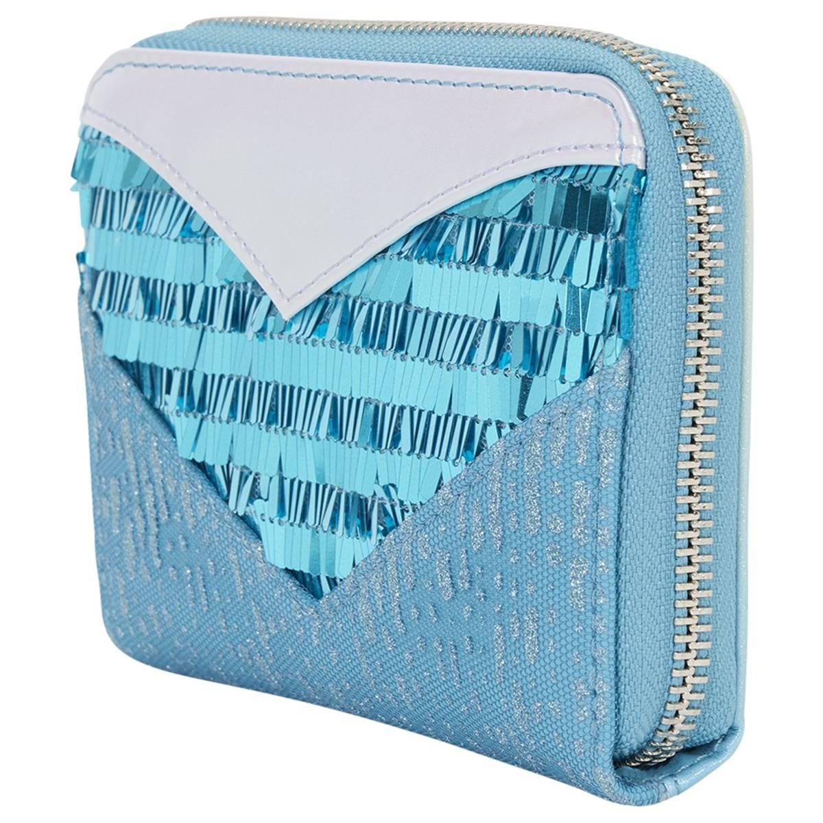 Womens Loungefly Elsa Glitter Sequin Zip Around Wallet