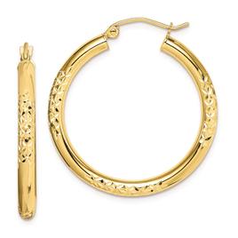 Gold Classics(tm) 10kt. Diamond-cut 30mm Hollow Tube Hoop Earrings