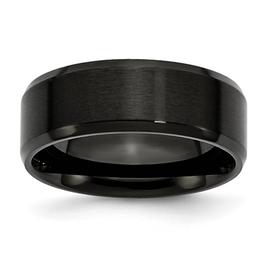 Mens Gentlemen's Classics(tm) Black IP and Beveled Edge Wedding Band