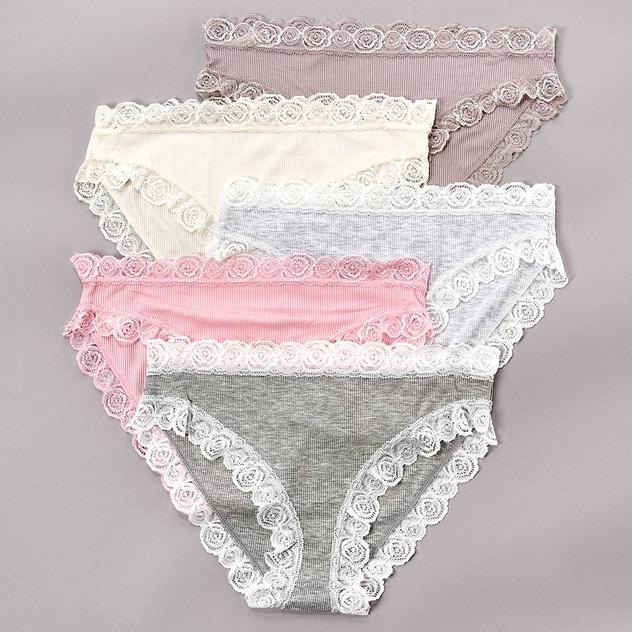 Womens Laura Ashley® 5pk. Floral Trim Bikini Panties LS6625-5PKR
