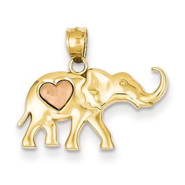 Gold Classics(tm) Two Tone Elephant & Heart Pendant