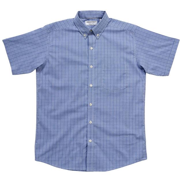 Mens Architect® Slim Fit Checkered Button Down Shirt - Royal