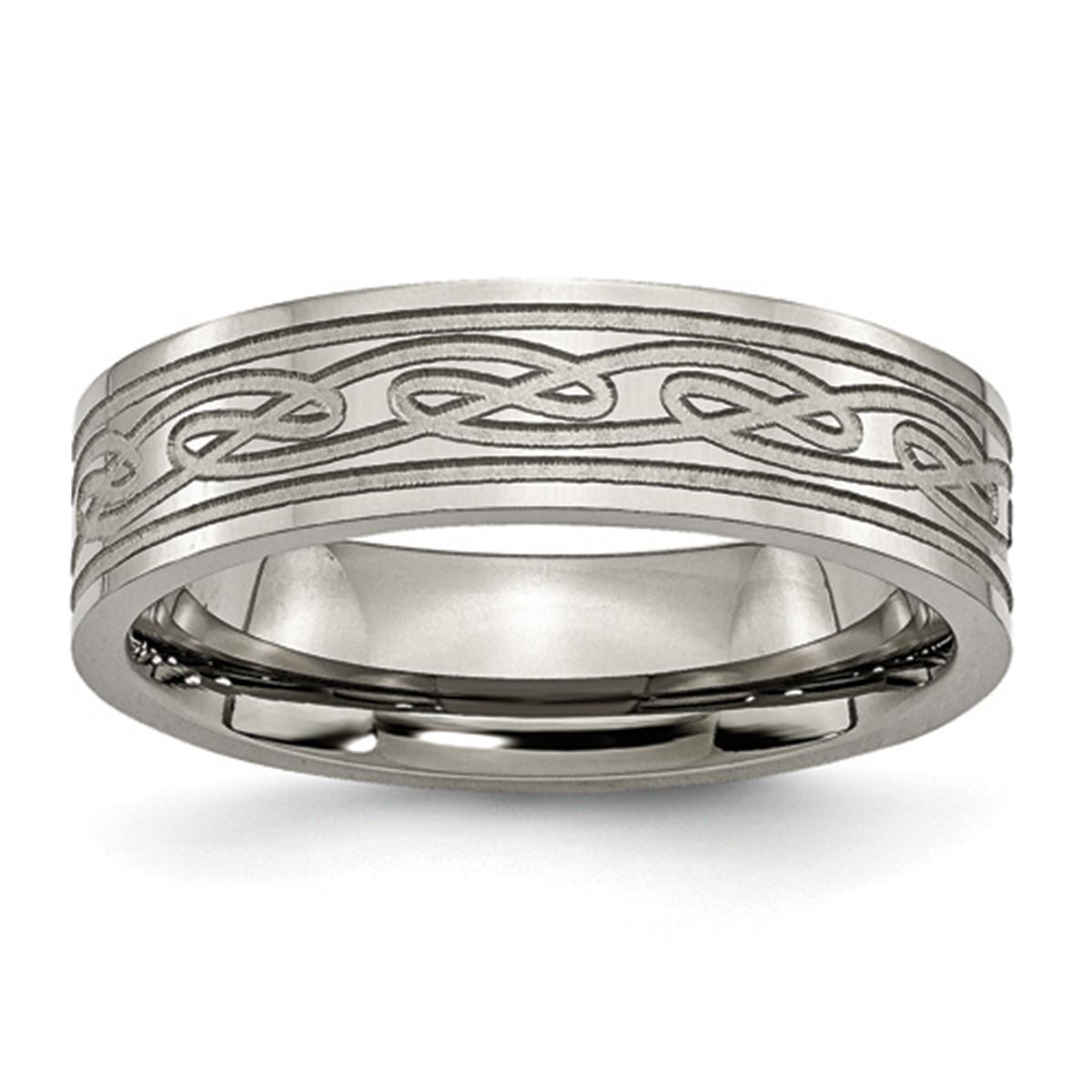 Mens Endless Affection(tm) Laser Etched Celtic Knot 6mm Band