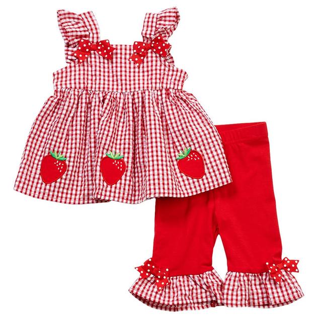 Baby Girl (12-24M) Rare Editions Strawberry Seersucker Pants Set