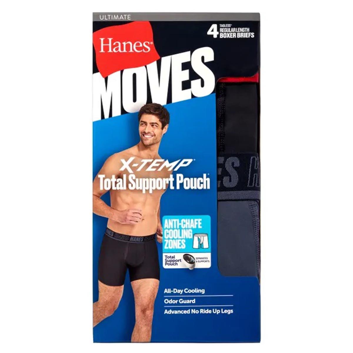 Mens Hanes® Moves 4pk. Performance Boxer Briefs - Blue/Black