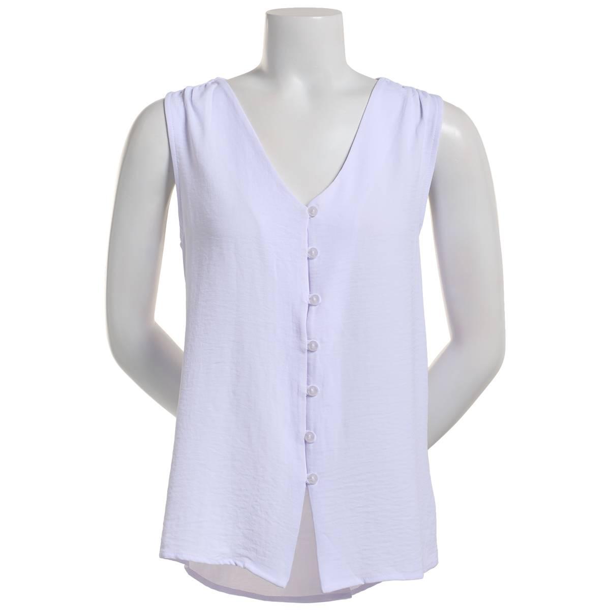 Petite Notations Sleeveless Button Front Air Flow Blouse