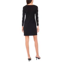 Plus Size MSK Cutout Long Sleeve Rhinestone Surplice A-Line Dress