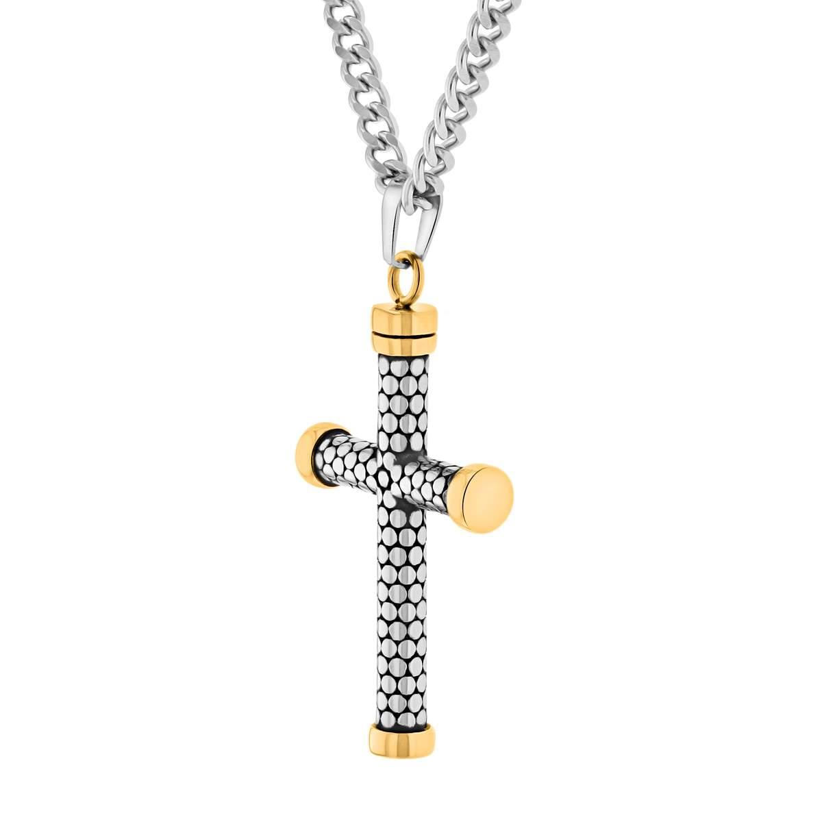 Mens Gentlemen's Classics™ Stainless Steel Two-Tone Cross Pendant