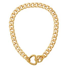 GUESS Gold-Tone Curb Chain Necklace with Heart Closure