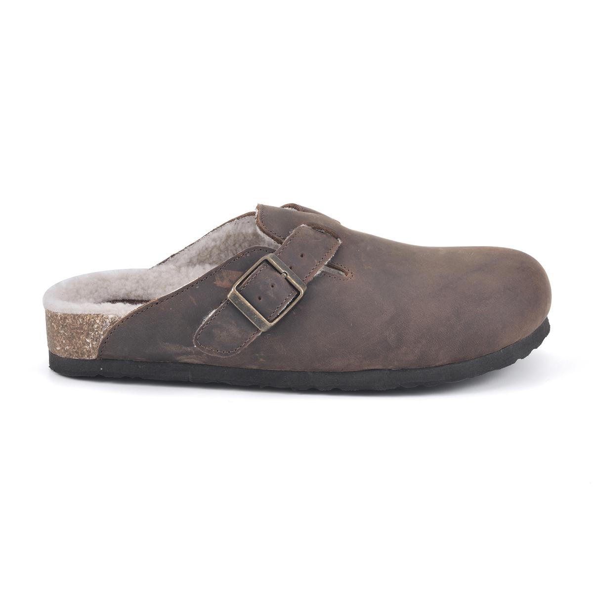 Womens White Mountain Bari Leather with Faux Fur Footbeds™ Clogs