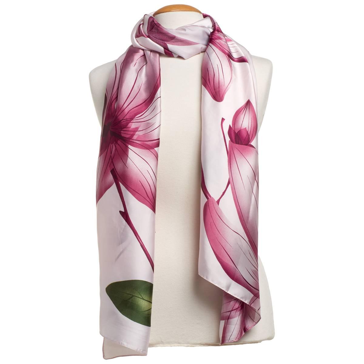 Womens Renshun Purple Floral Oblong Scarf