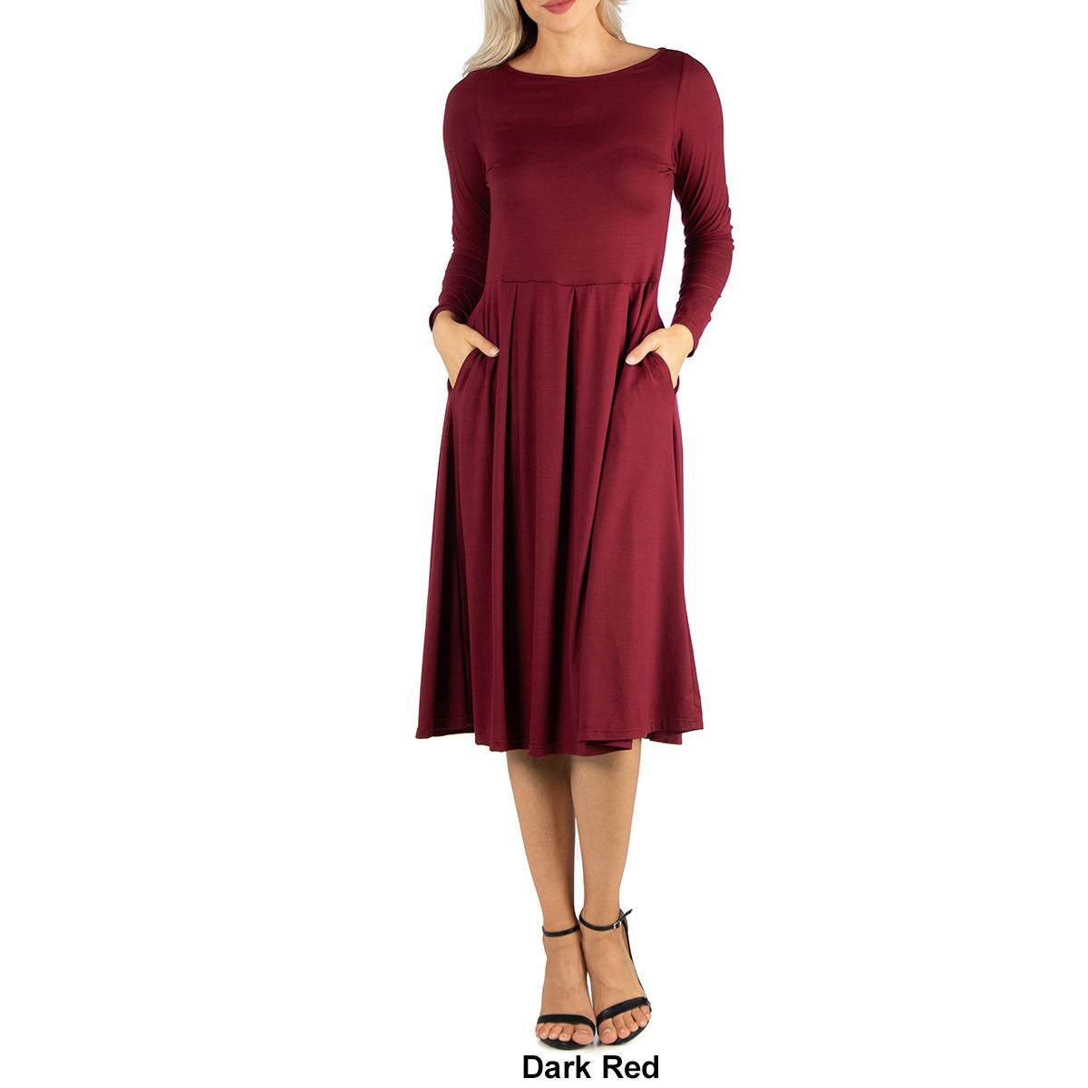 Womens 24/7 Comfort Apparel Fit &amp; Flare Pocket Dress