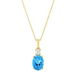 Diamond Classics(tm) 10kt. Yellow/Blue Topaz Oval Pendant