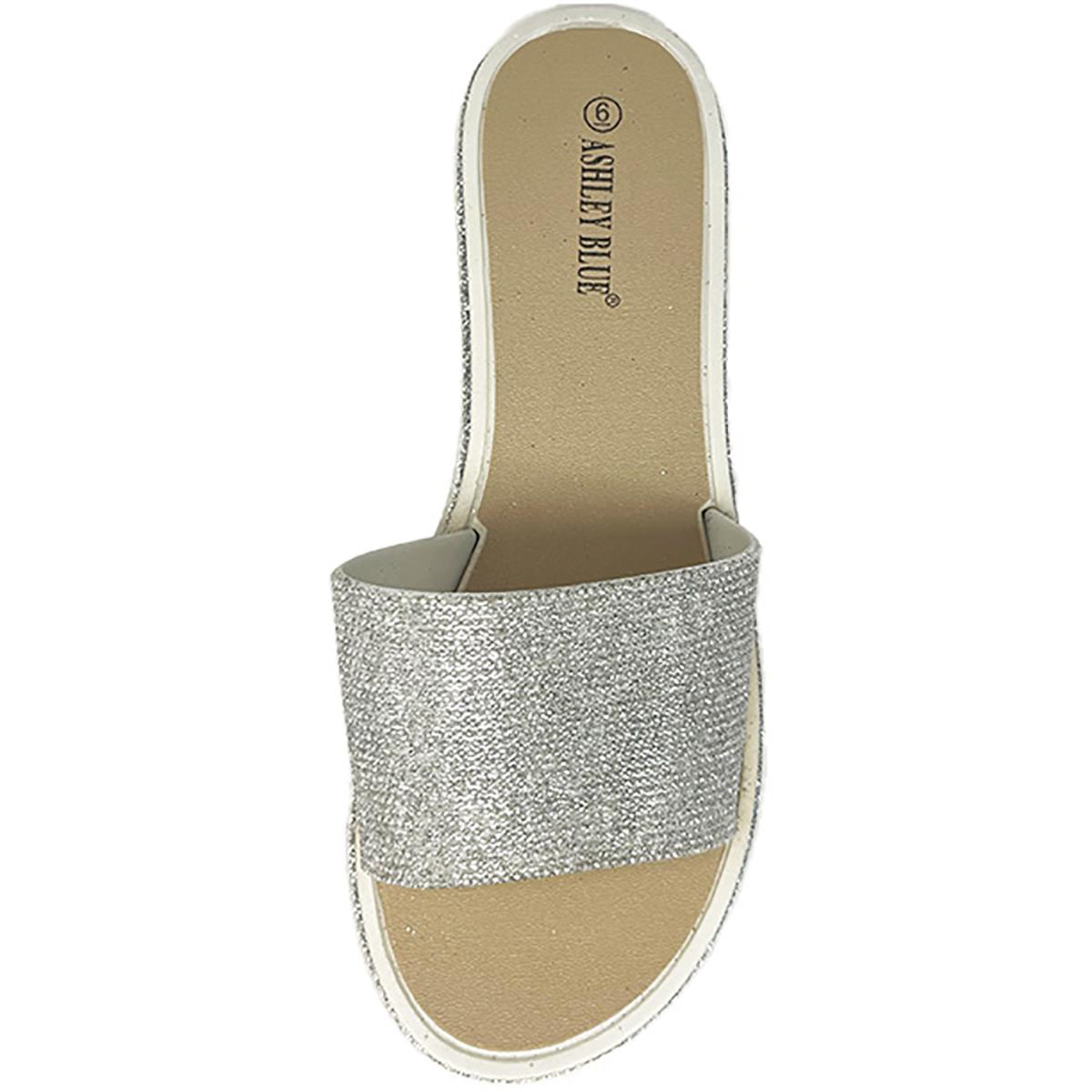 Womens Ashley Blue Glitter Glow Jelly Slide Sandals