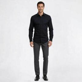Mens Bill Blass Textured Stripe Modern Fit Dress Shirt - Black